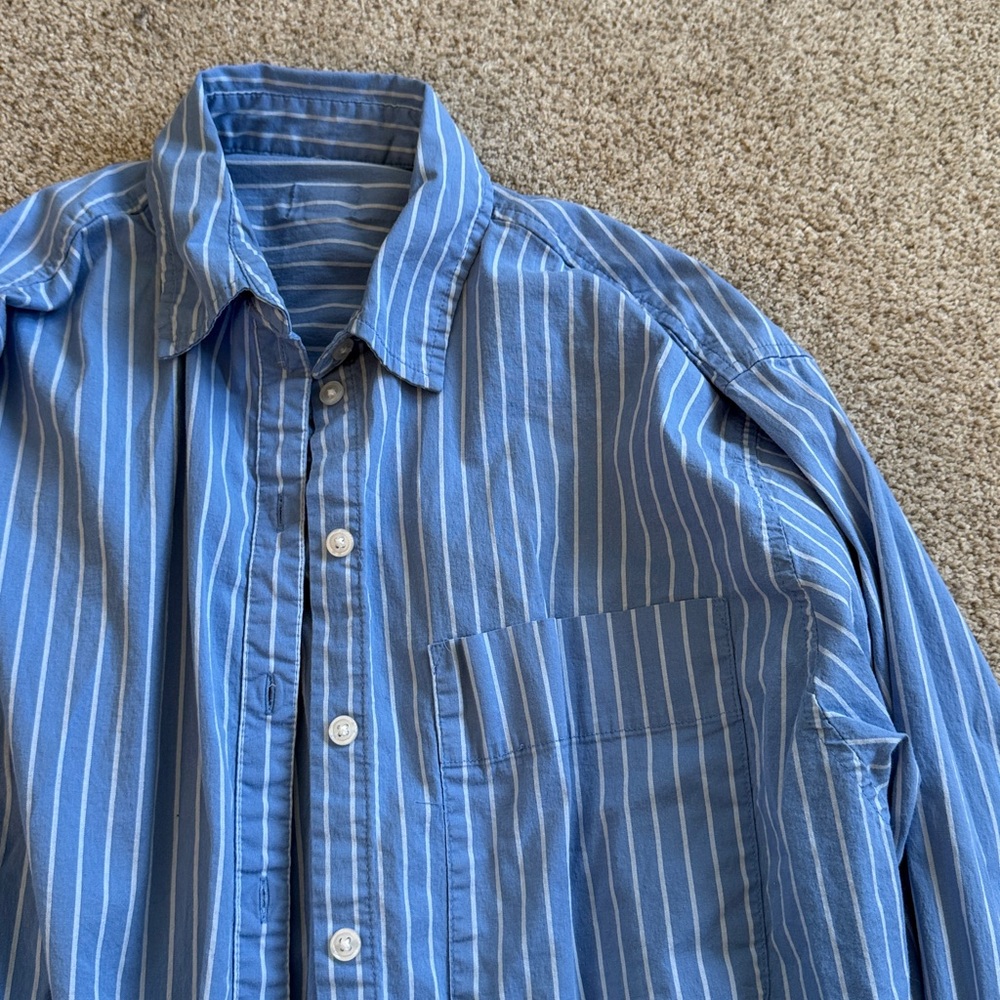 Blue Striped oversized button down Shirt